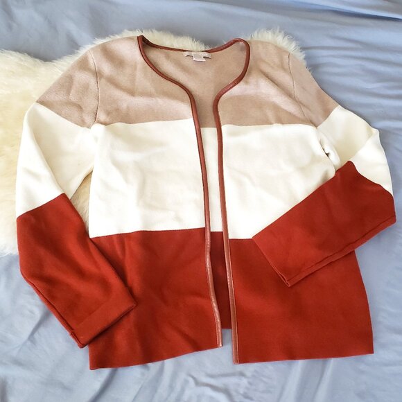 Banana Republic Color Block Open Front Sweater - Size L - Knitted Cardigan - Picture 1 of 11